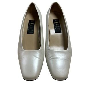 AMALFI ITALY Women's Size 7.5 B Square Toe Low Block Heel Pumps Shoes‎